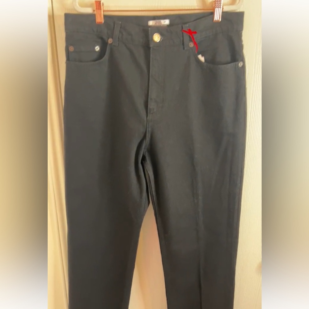 RARE! Zara x Charlotte Gainsbourg Black Cigarette Straight Leg Jeans. Size 14 - Picture 3 of 8